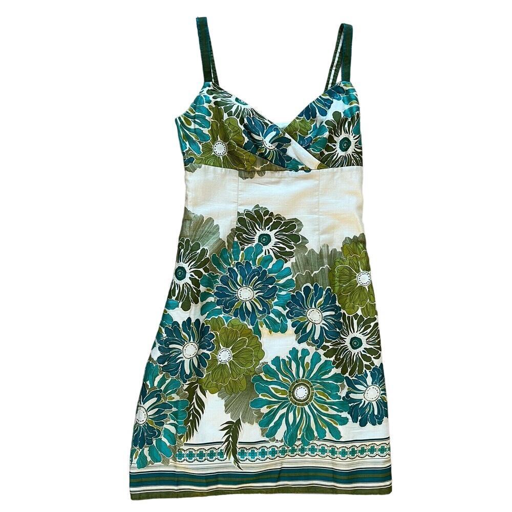Vgt Ann Taylor Sundress Floral Sleeveless Y2K Lined Blue Womens Loft VNeck Dress